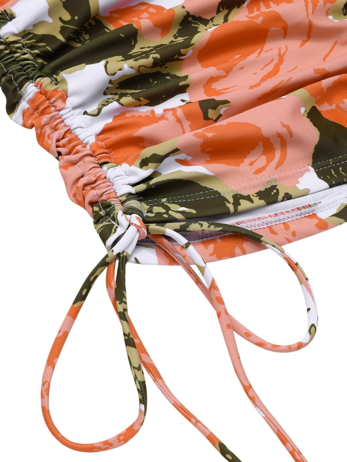 Grün 1960er Bandeau Halter Blumen Kordelzug Bademode - Image 4