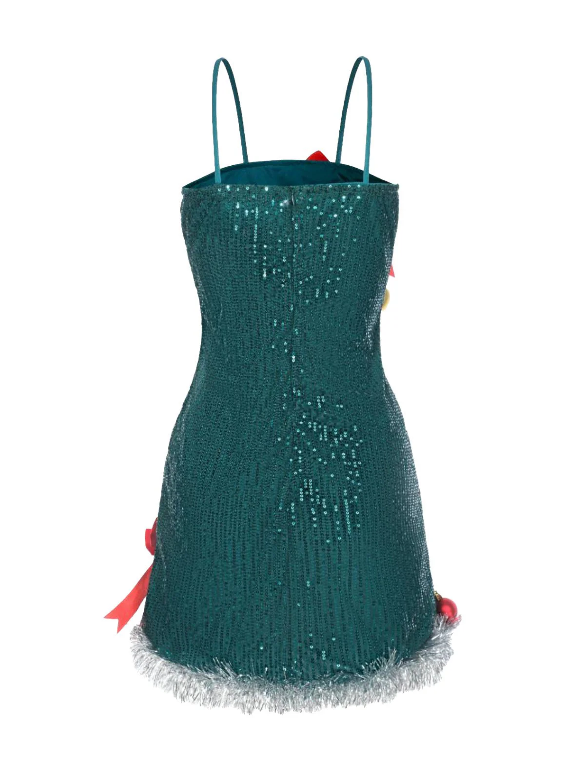 Grün 1960er Bogen & Weihnachten Glocke Pailletten Kleid - Image 3