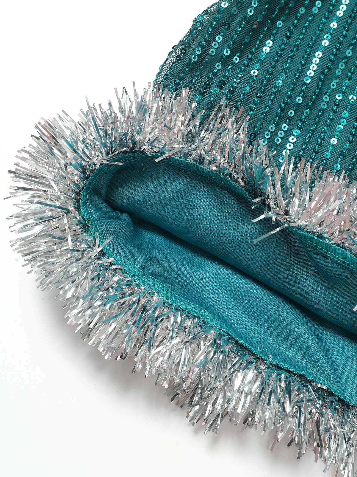 Grün 1960er Bogen & Weihnachten Glocke Pailletten Kleid - Image 8