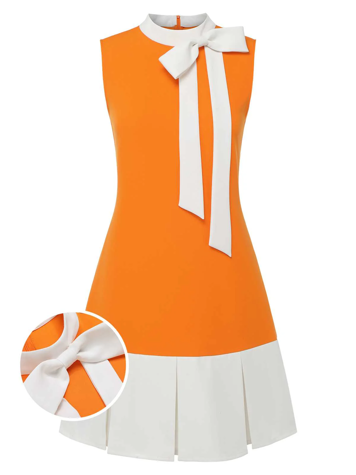 Grün 1960er Crew-Schleifenknoten Ärmelloses Kleid - Image 3