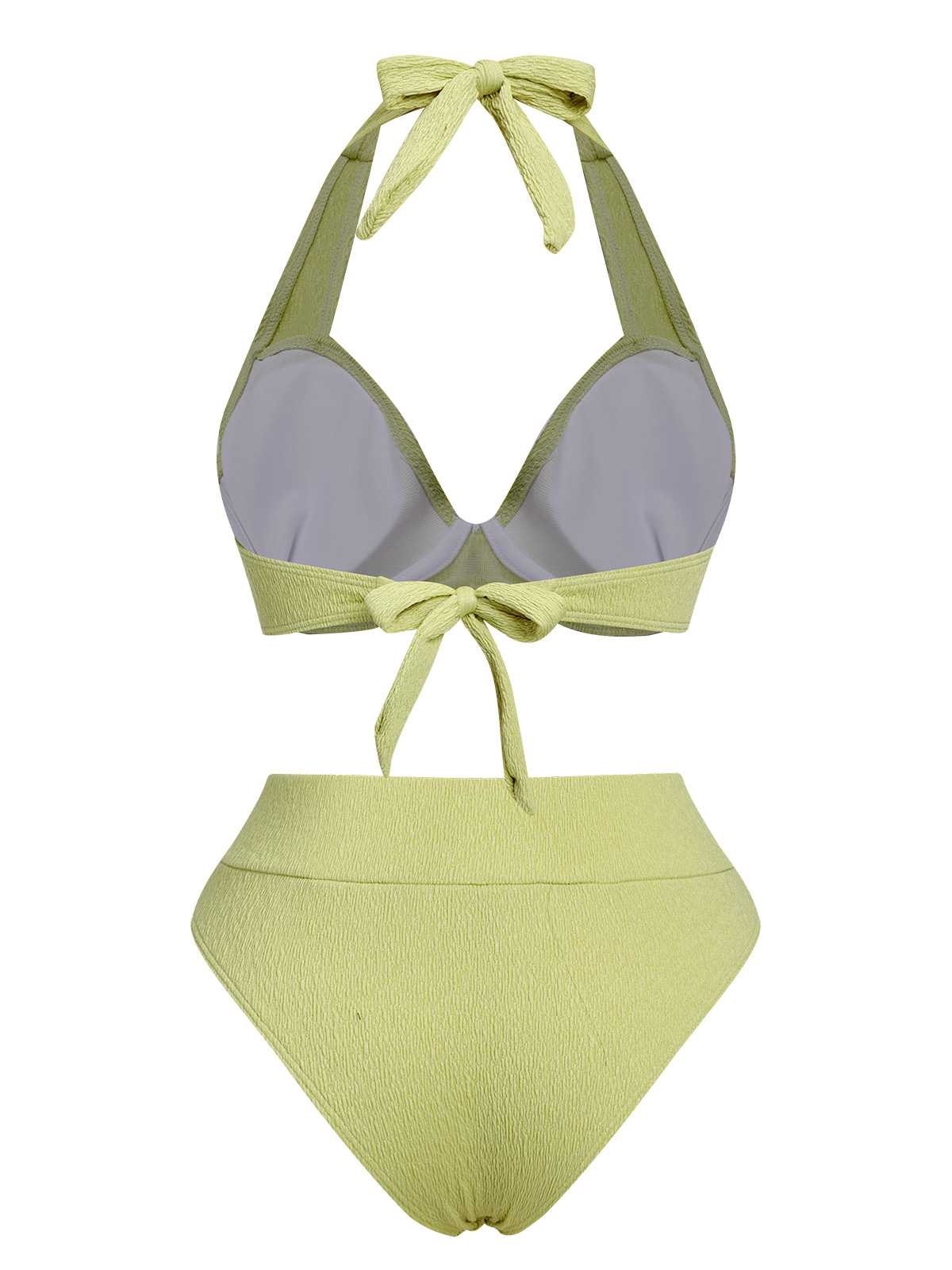 Grün 1960er Halter Solide Falten Badeanzug - Image 3