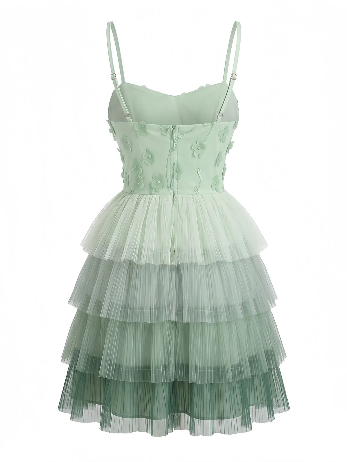 Grün 1960er Mehrschichtig Tüll Kuchen Kleid - Image 8