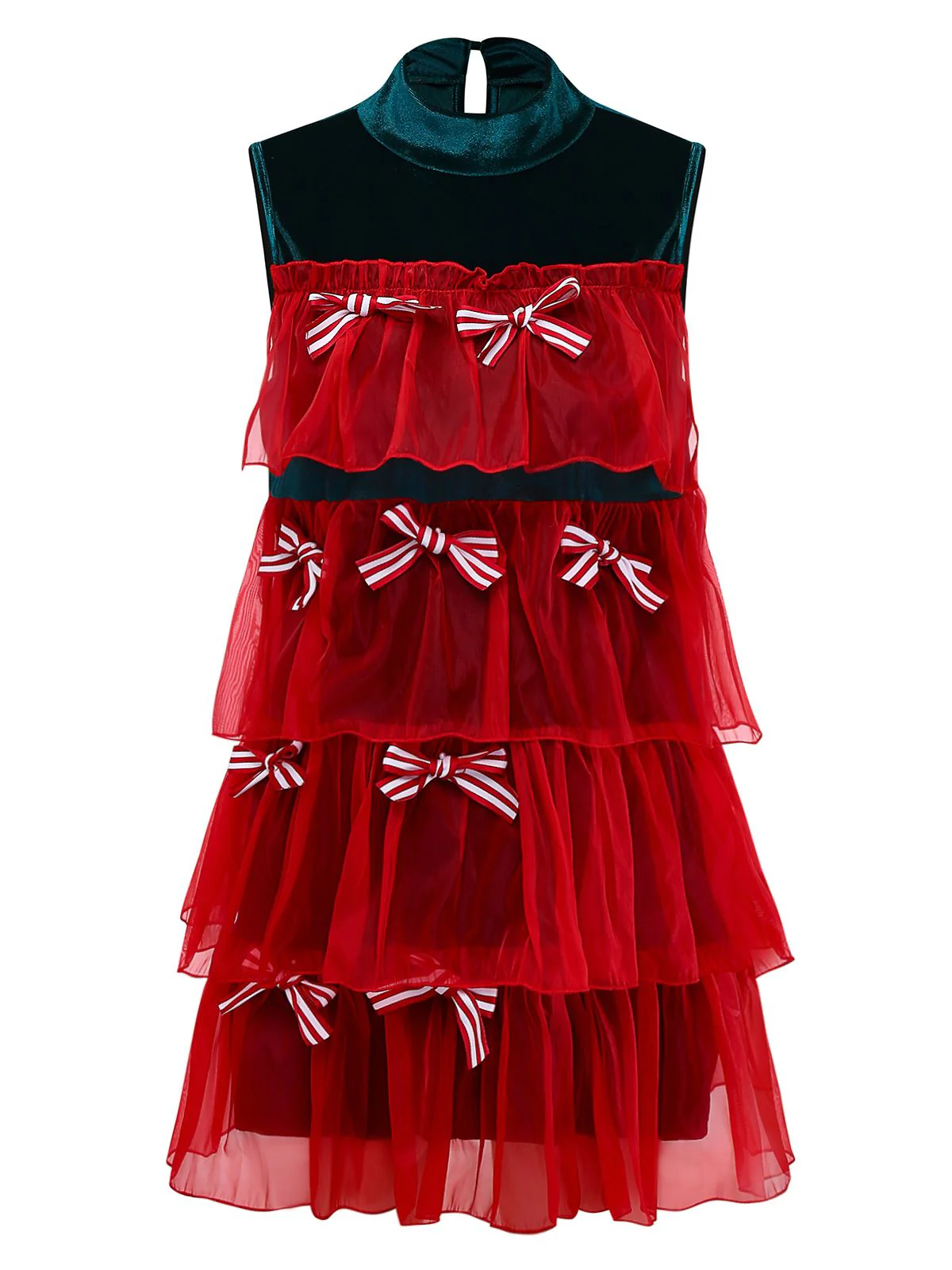 Rot 1960er Netz Bogen Weihnachten Baum Kleid - Image 2