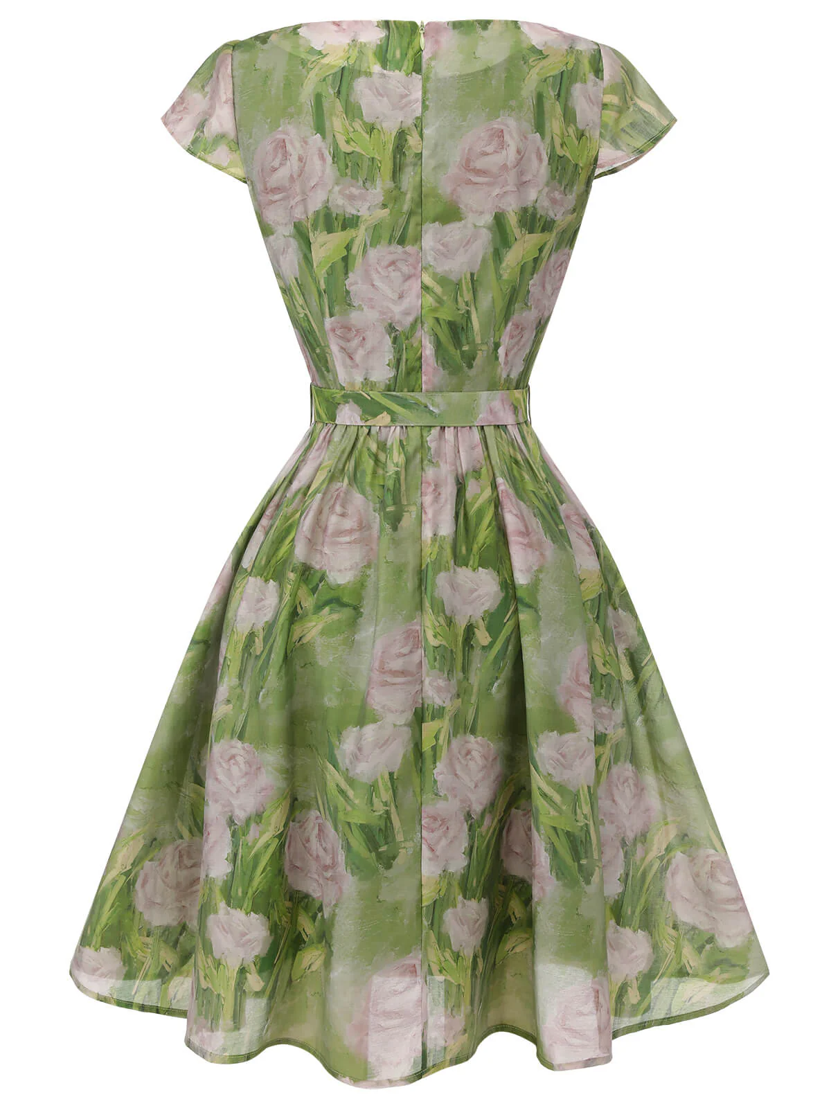 Grün 1960er Ölmalerei Rose Kleid - Image 5