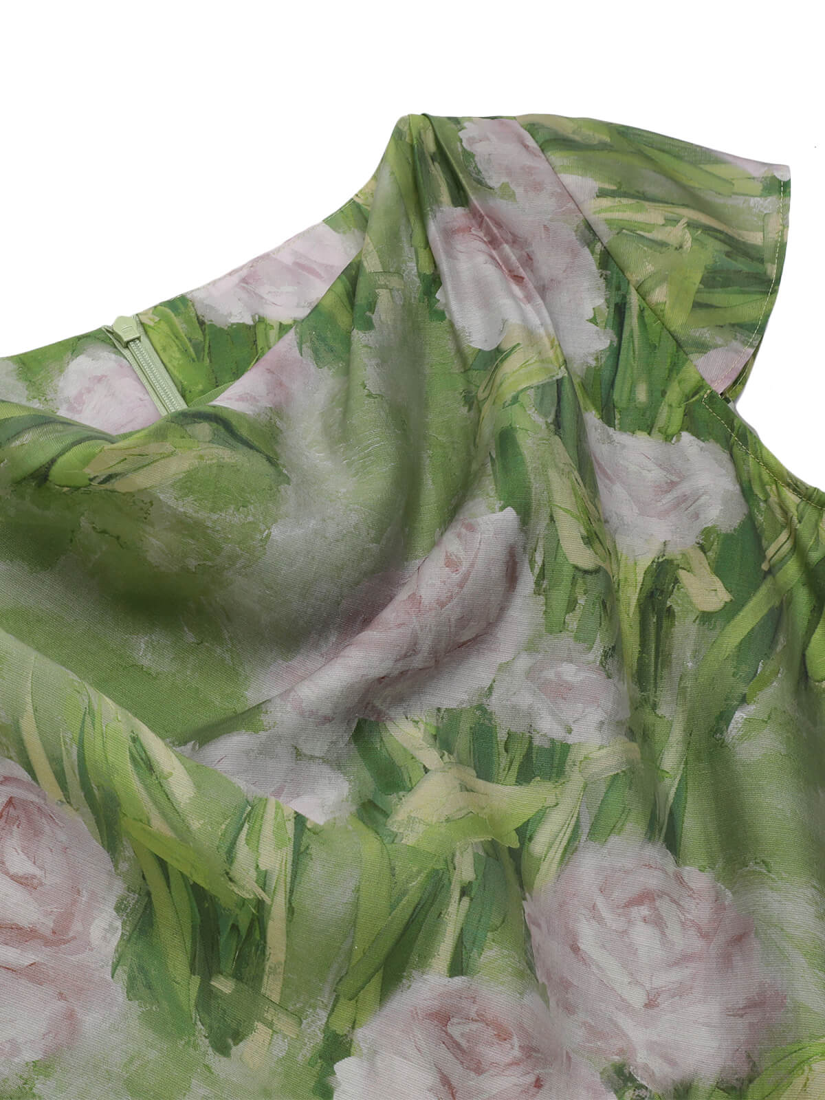 Grün 1960er Ölmalerei Rose Kleid - Image 6