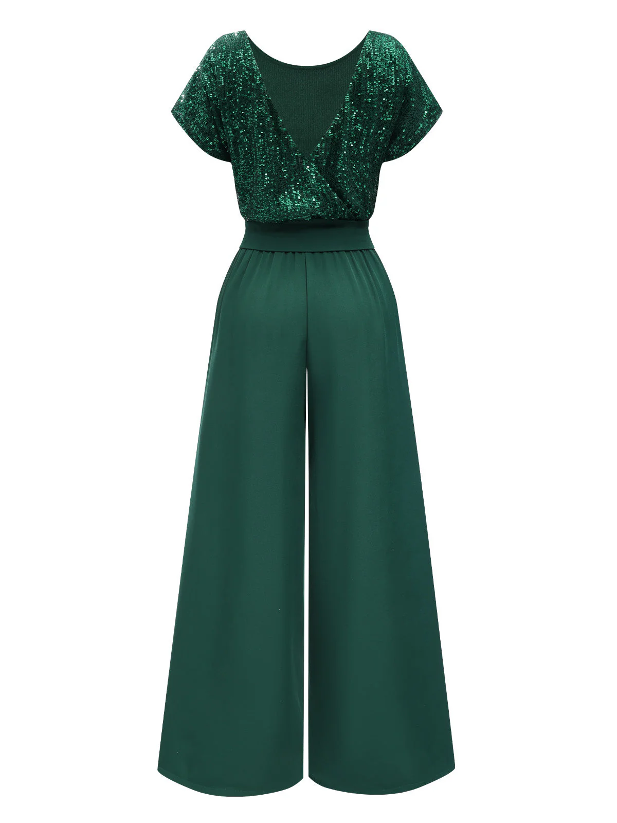 Grün 1960er Pailletten Weites-Bein Jumpsuit - Image 3