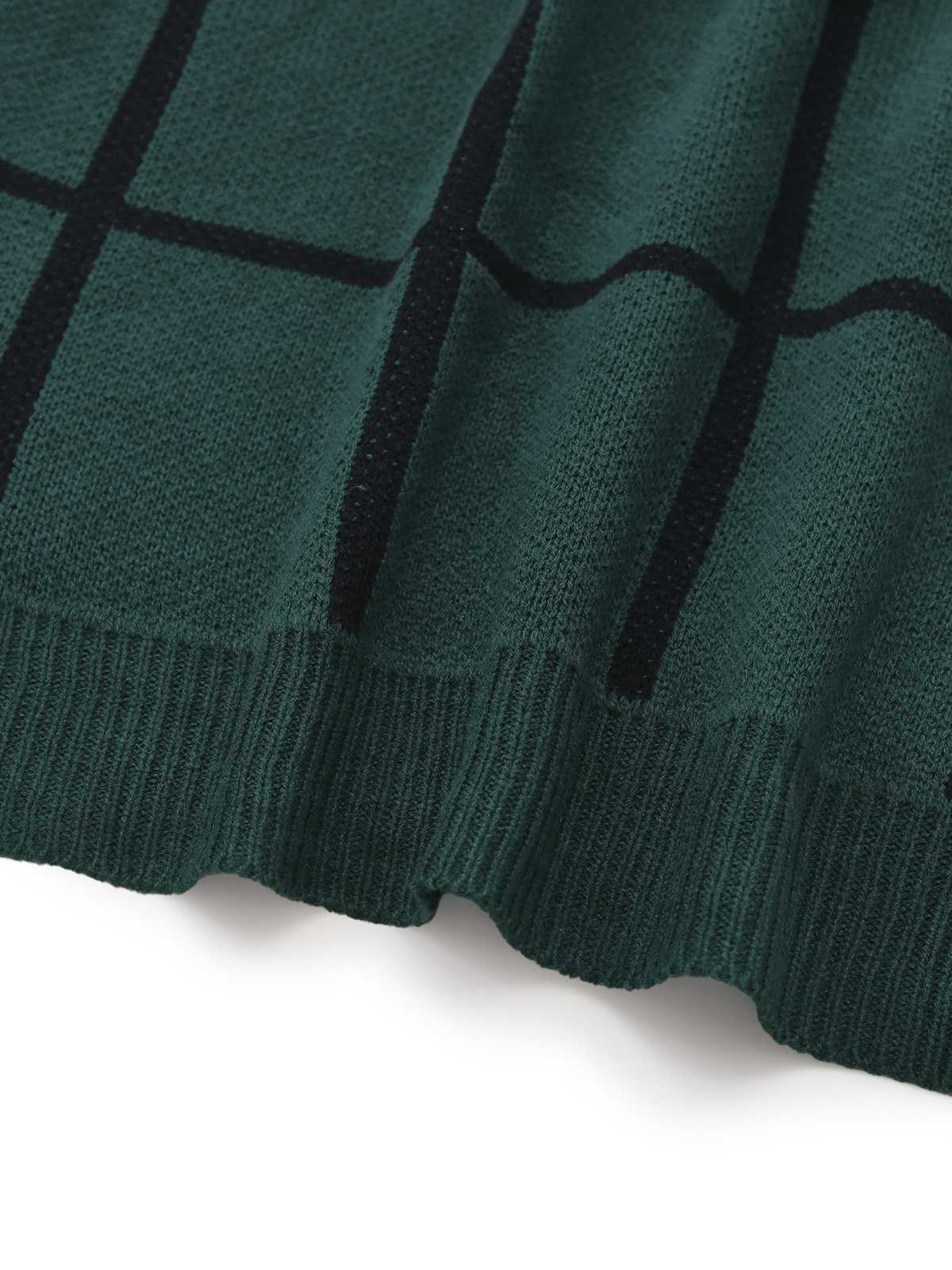 Grün 1960er Rundausschnitt Kariert Stricken Pullover Kleid - Image 6