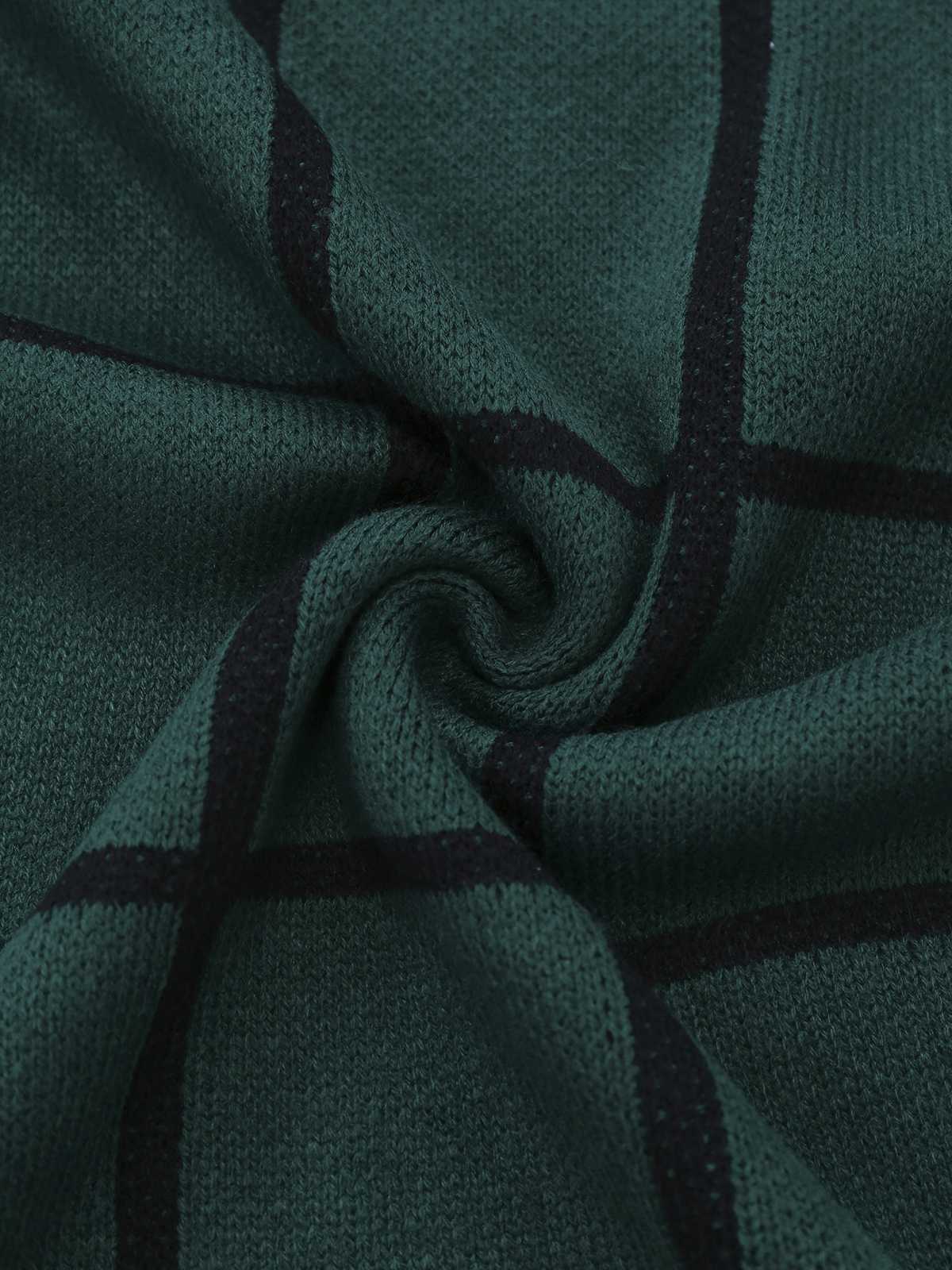 Grün 1960er Rundausschnitt Kariert Stricken Pullover Kleid - Image 7