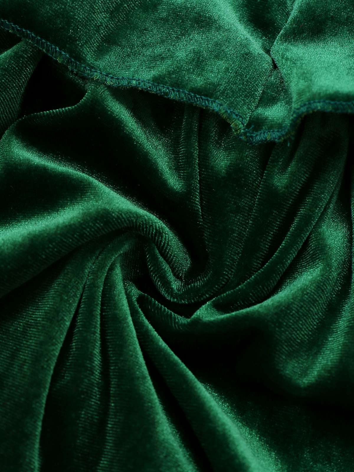 Grün 1960er Samt Bogen Stehkragen Abgestuft Kleid - Image 10