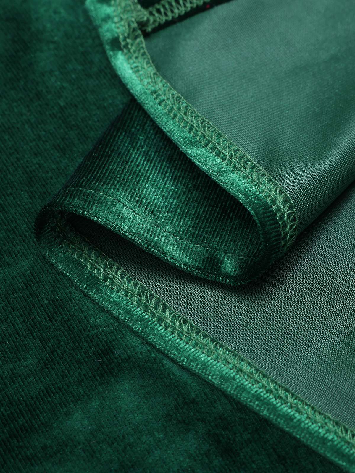 Grün 1960er Schlitz Straps Samt Kleid - Image 4