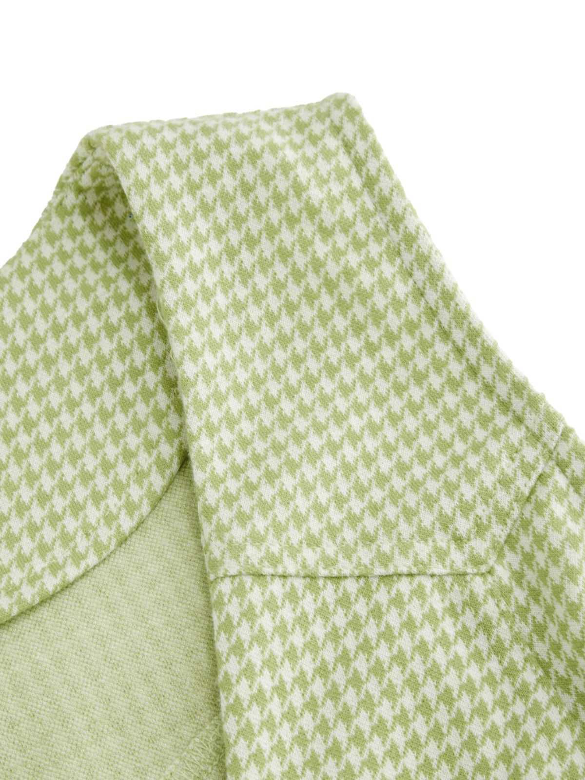 Grün 1960er V-Ausschnitt Hahnentritt Ärmellos Kleid - Image 4