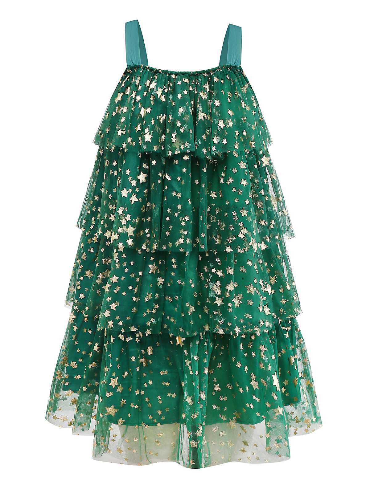 Grün 1960er Weihnachten Baum Bommel Bälle Netz Kleid - Image 3
