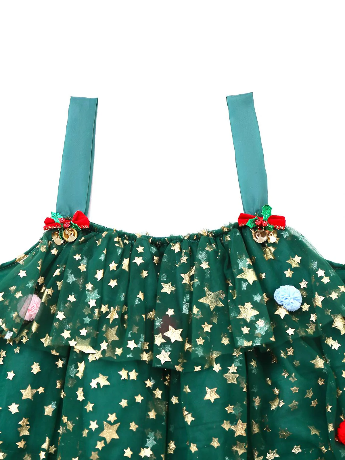 Grün 1960er Weihnachten Baum Bommel Bälle Netz Kleid - Image 4
