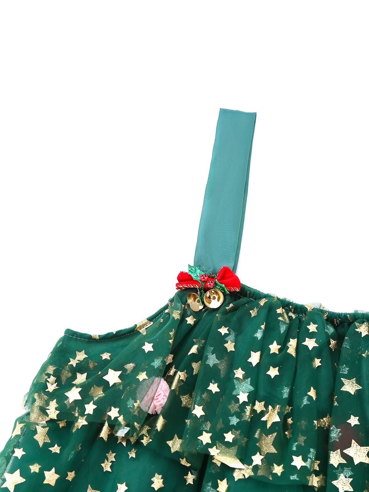 Grün 1960er Weihnachten Baum Bommel Bälle Netz Kleid - Image 5