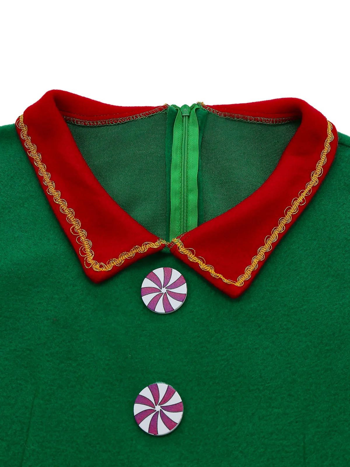 Grün 1960er Weihnachten Elf Cosplay Kostüm Kleid Set - Image 5
