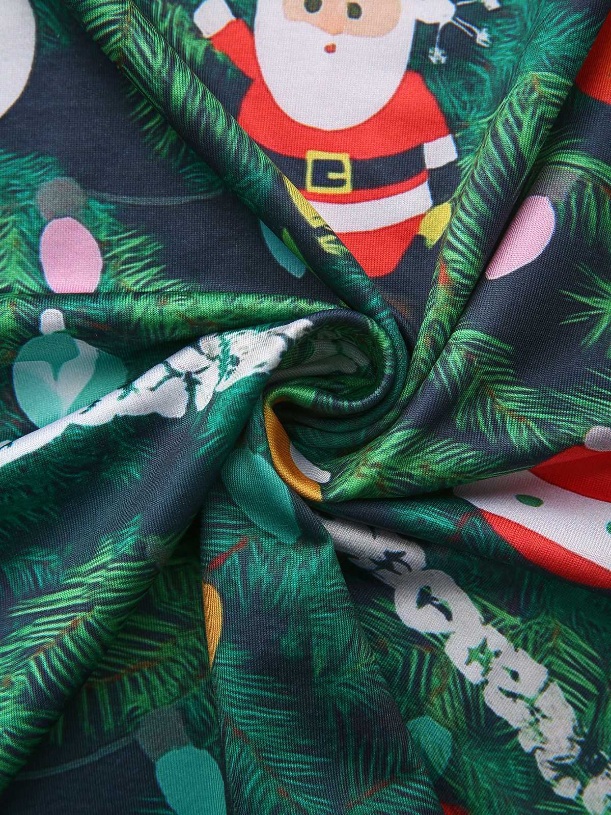 Grün 1960er Weihnachten Muster Enges Kleid - Image 8