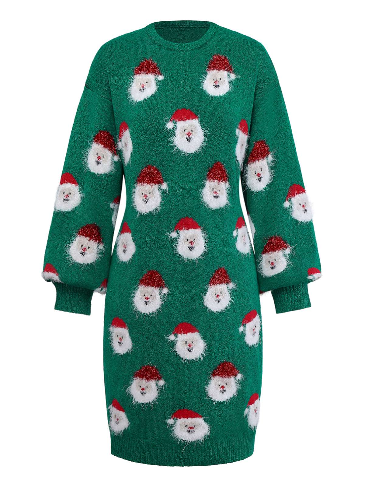 Grün 1960er Weihnachten Santa Claus Pullover Kleid - Image 2