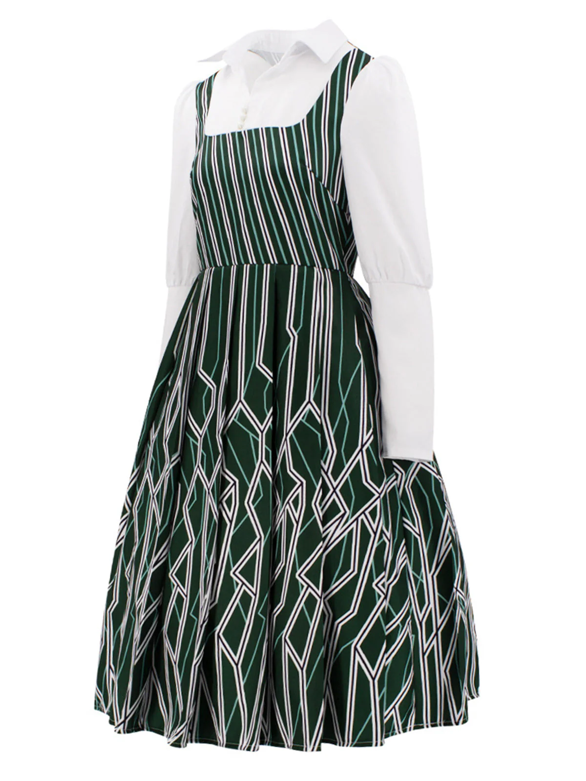 Grün 1960er Wicked-Inspiriert Elphaba Unregelmäßige Streifen Kleid - Image 2