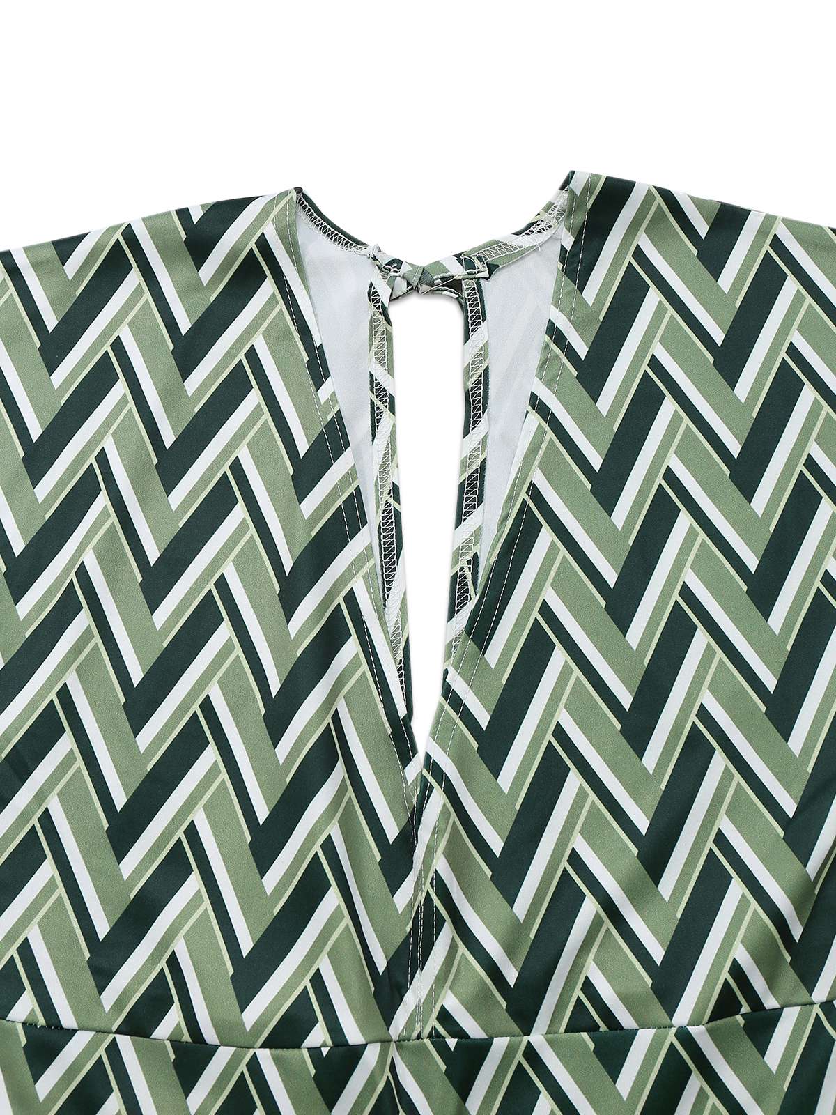 Grün 1970er Boho Tief V-Ausschnitt Ausgestelltes Bein Jumpsuit - Image 3