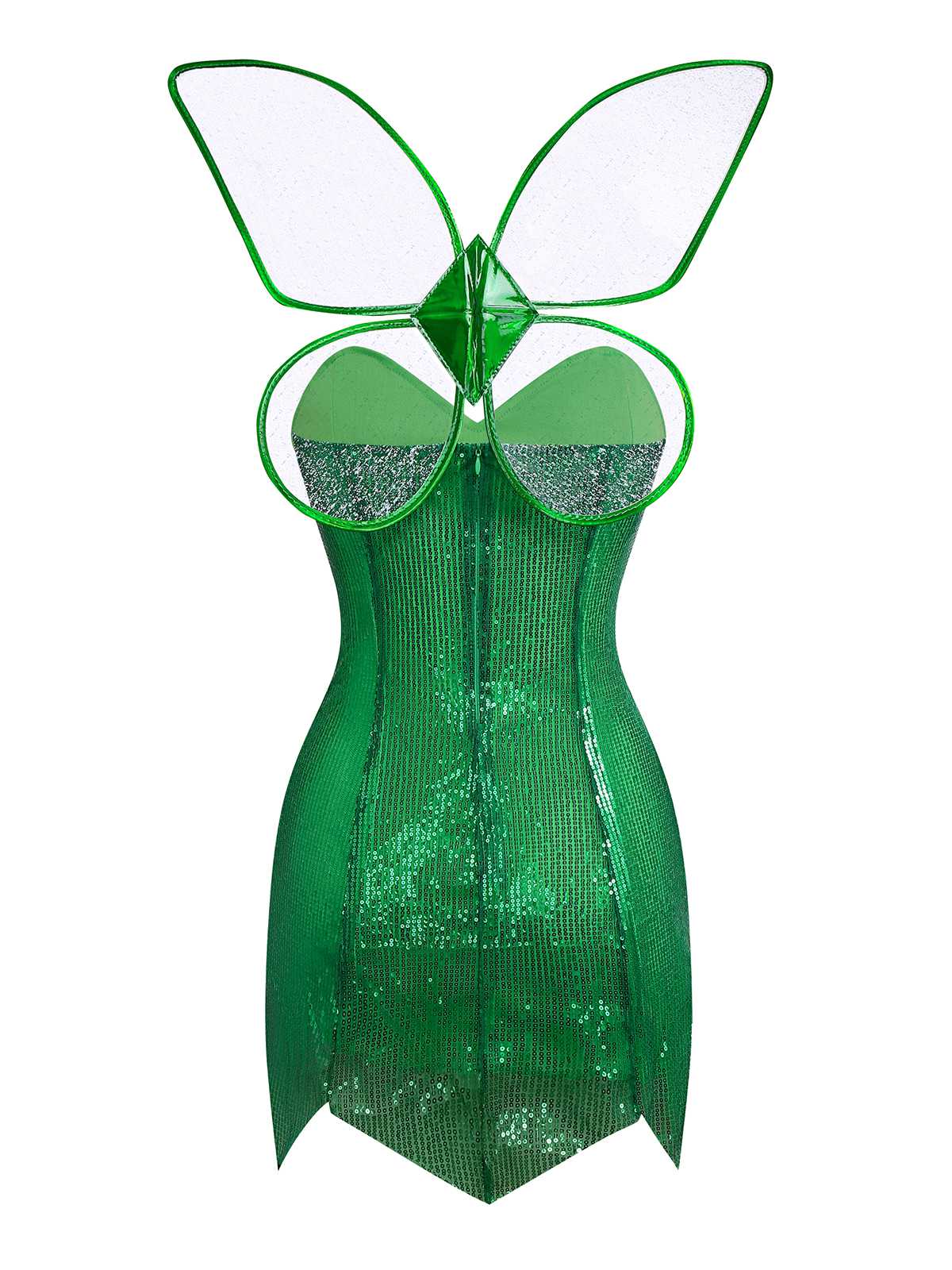 Grün 1970er Funkelnd Fee Kostüm Kleid Mit Flügel - Image 2