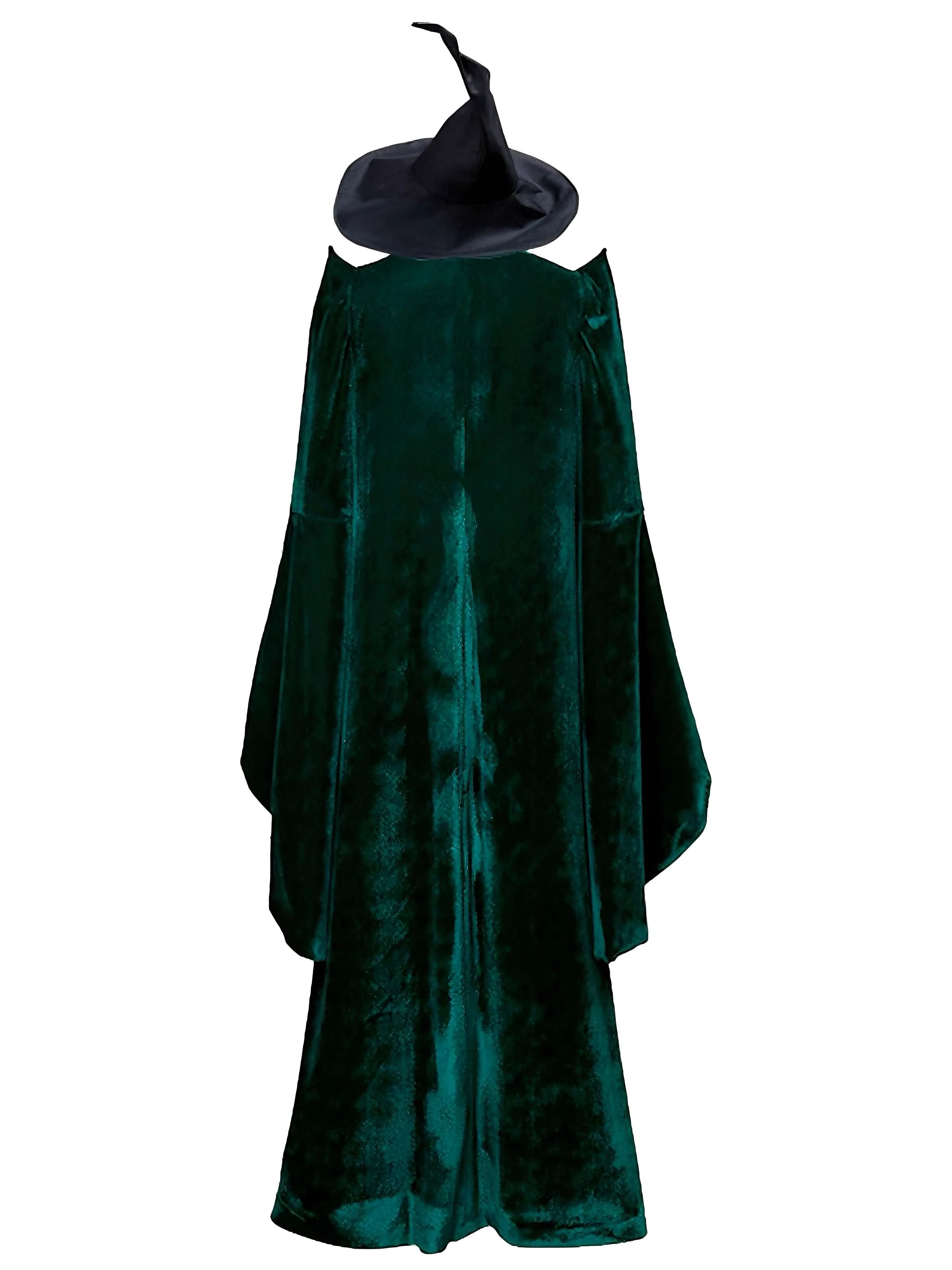 Grün 1970er Halloween Samt Hexe Kostüm Mantel - Image 3