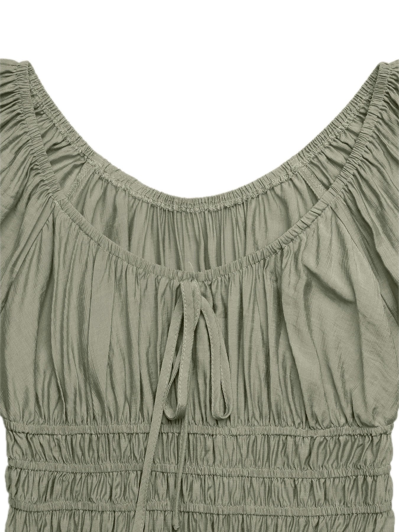 Grün 1970er Karree Ausschnitt Puffärmel Boho Kleid - Image 8