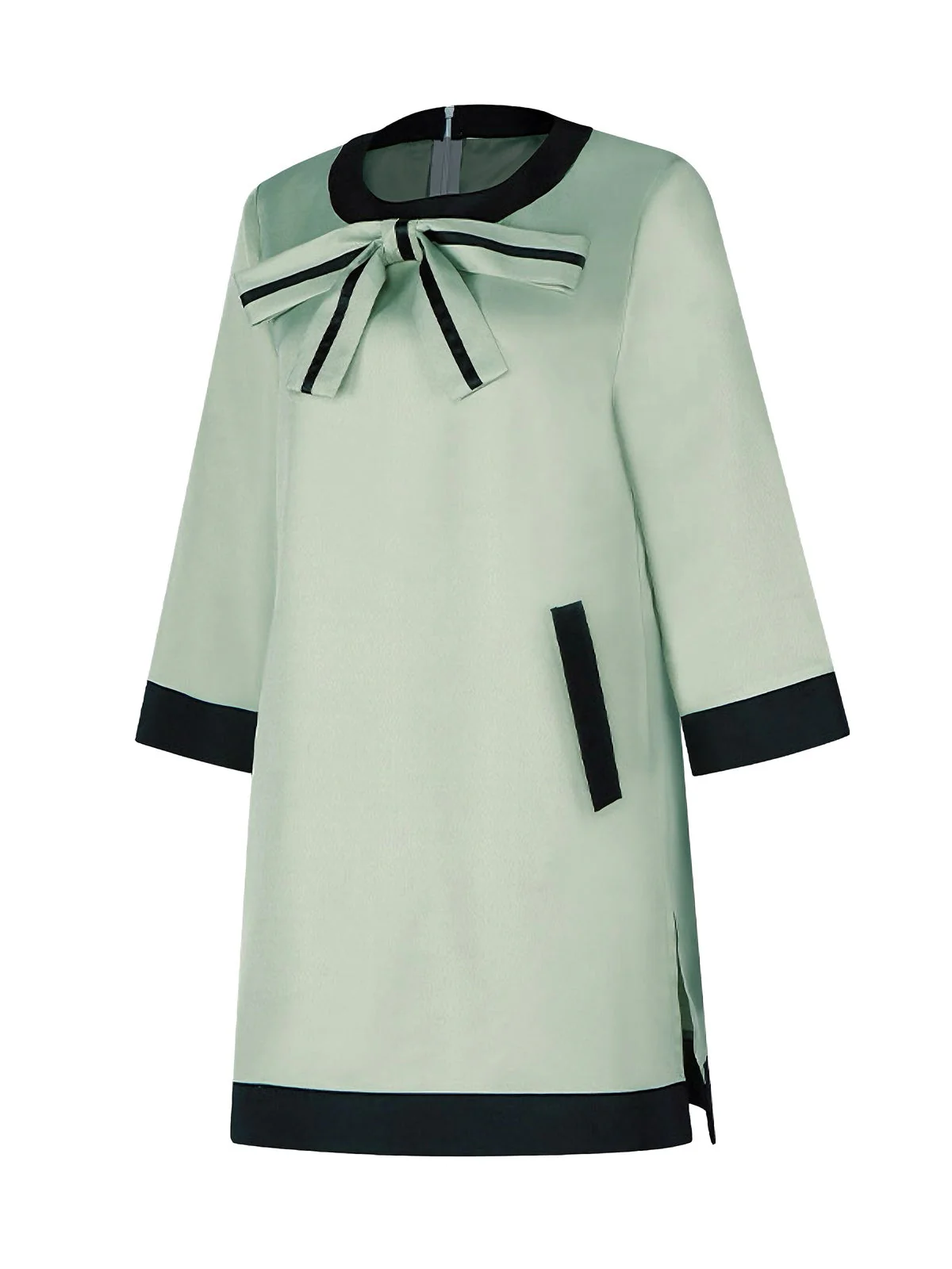 Grün 1970er Queen's Gambit Bogen A-Linie Kleid - Image 2