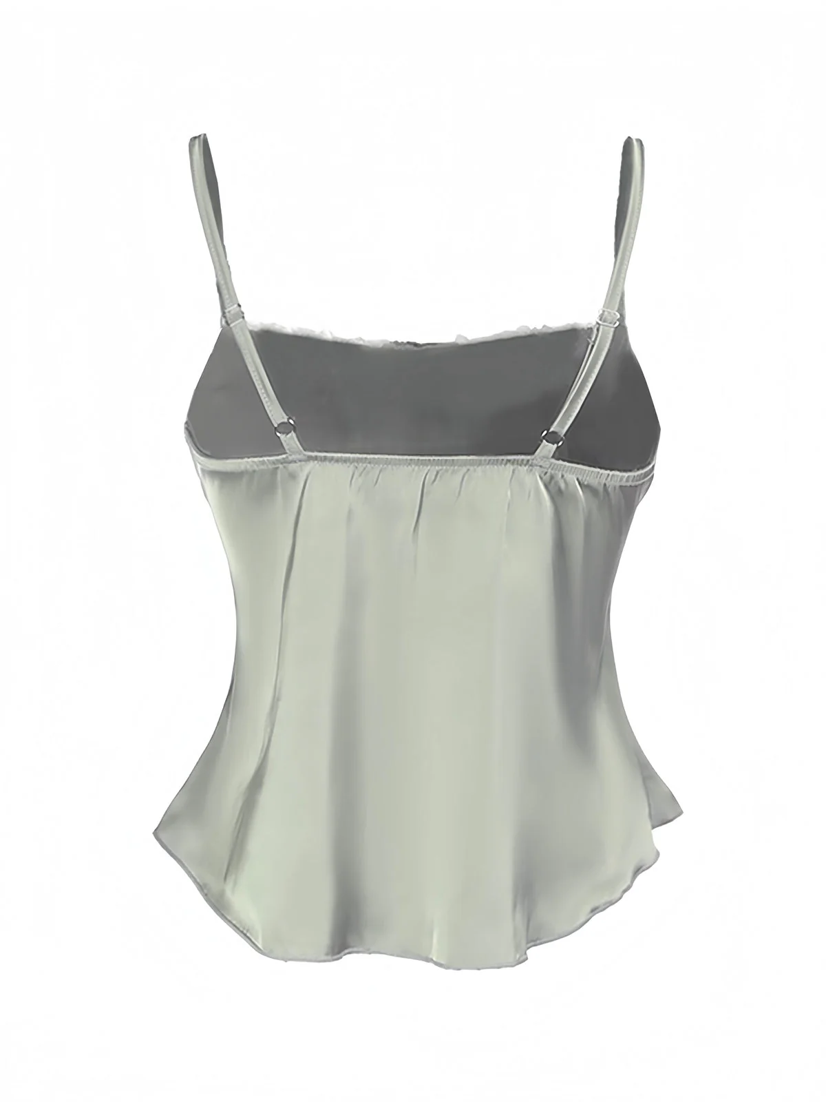 Grün 1970er Satin Gerüschtes Büste Hosenträger Cami Top - Image 2