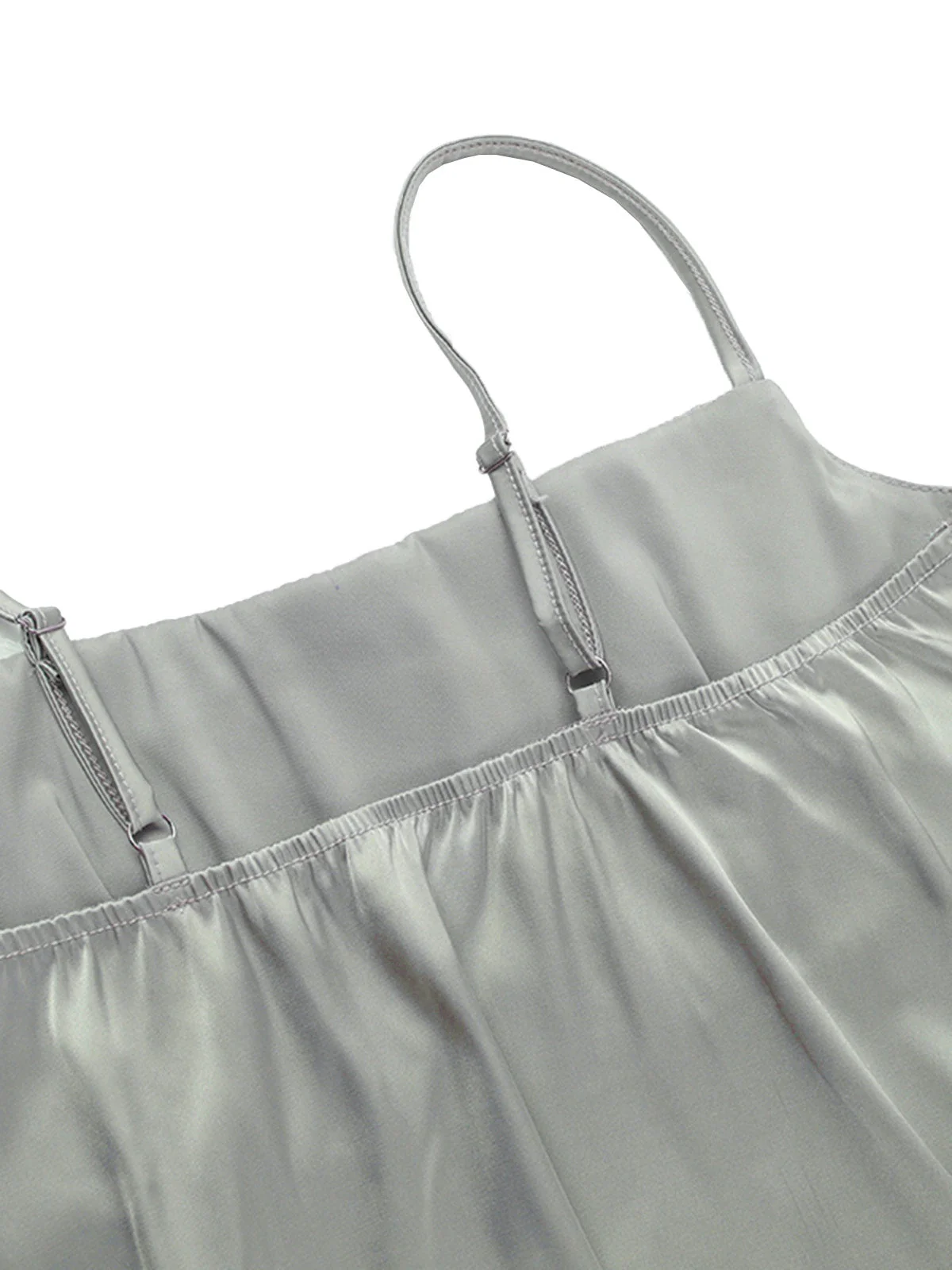 Grün 1970er Satin Gerüschtes Büste Hosenträger Cami Top - Image 4