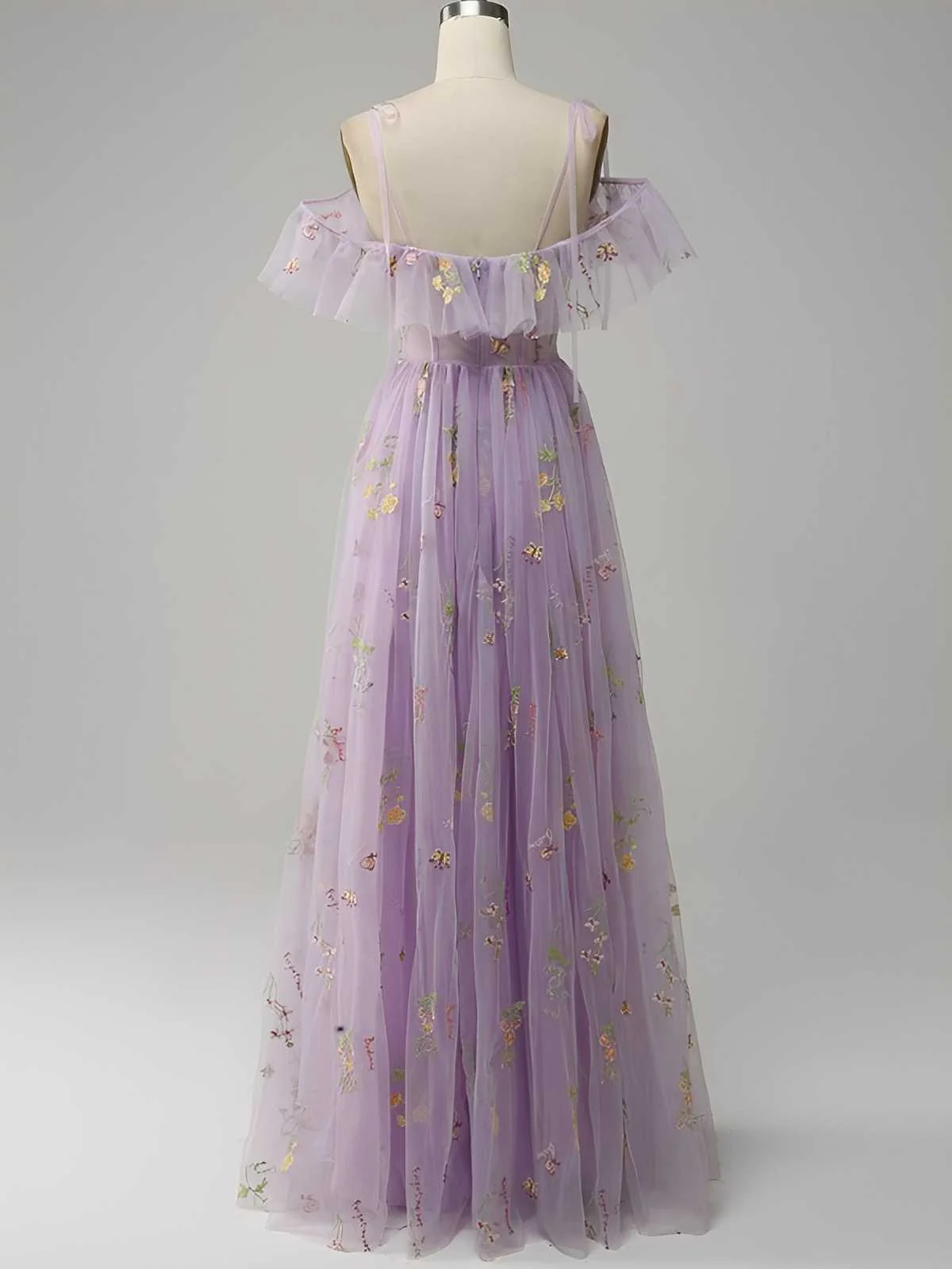 Grün 1970er Slip Blumen Besticktes Netz Schlitz Kleid - Image 11