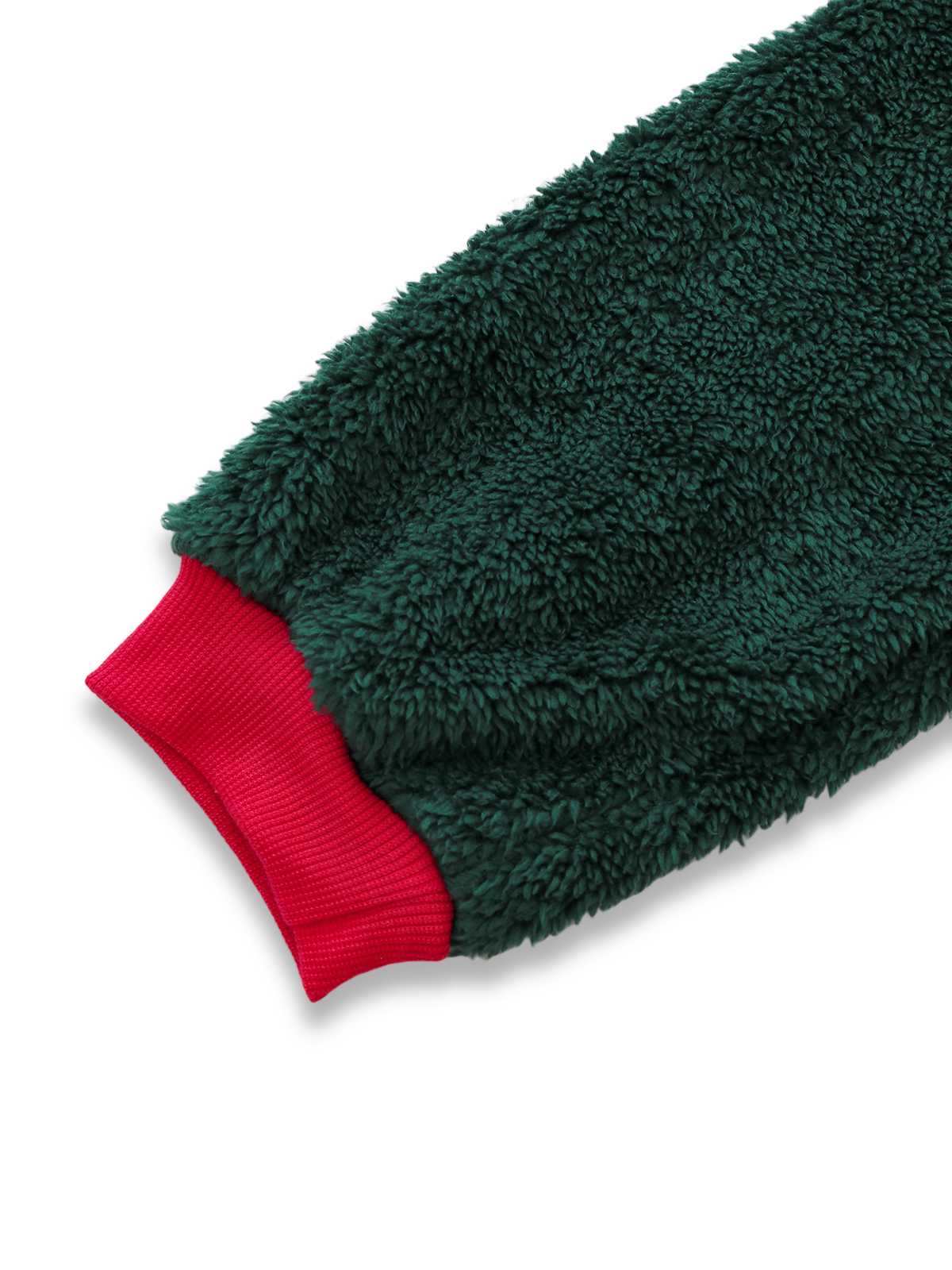 Grün 1970er Weihnachten Sherpa Hooded Jumpsuit Pyjama - Image 4