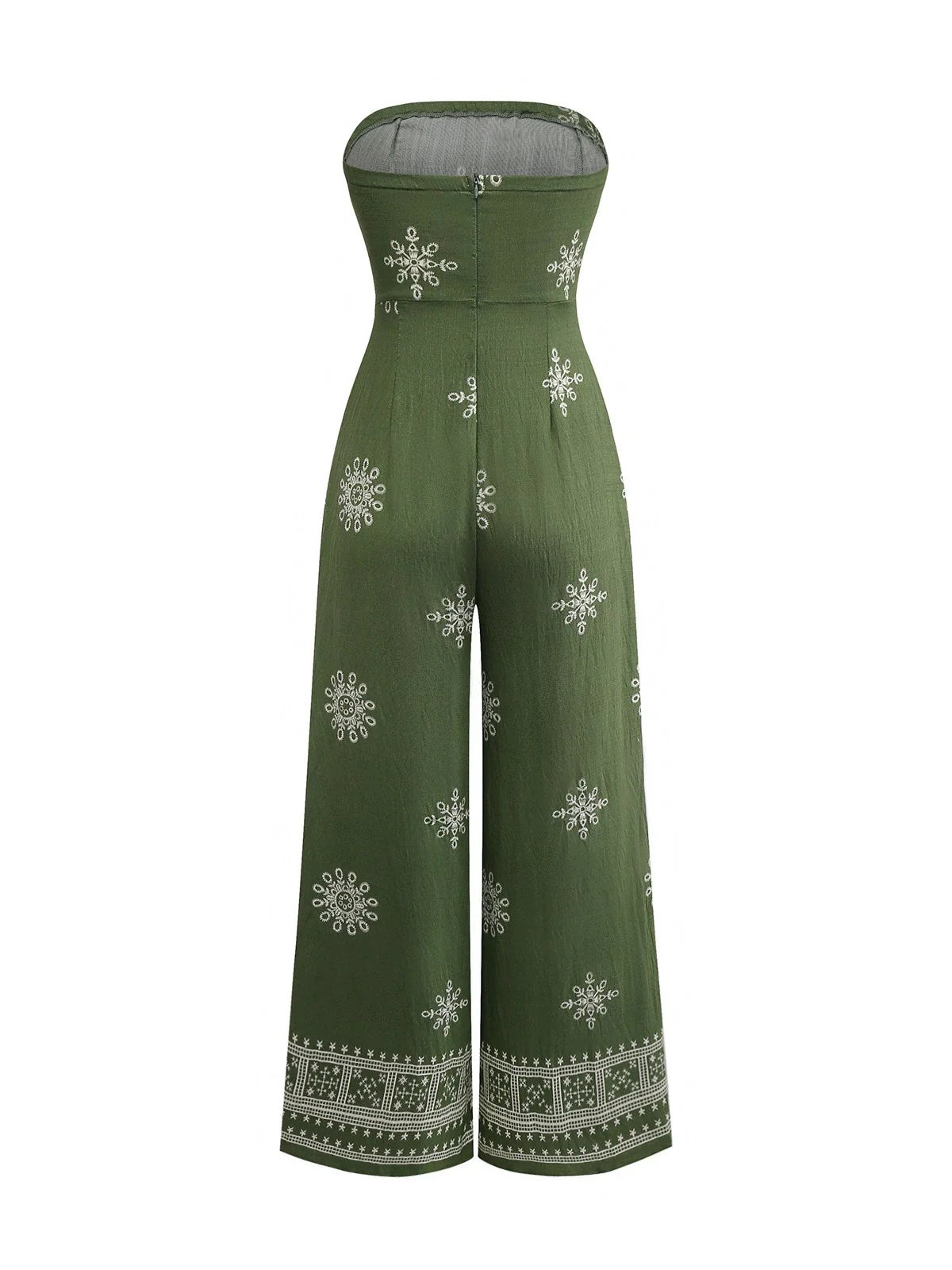 Grün 1970er Weites Bein Bohemien Bandeau Jumpsuit - Image 2