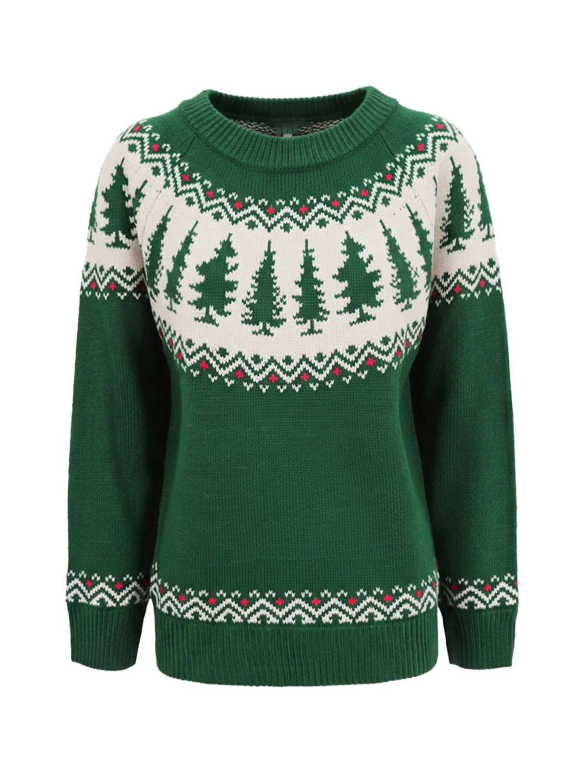 Grün 1980er Weihnachtsbaum Fair Isle Pullover - Image 6