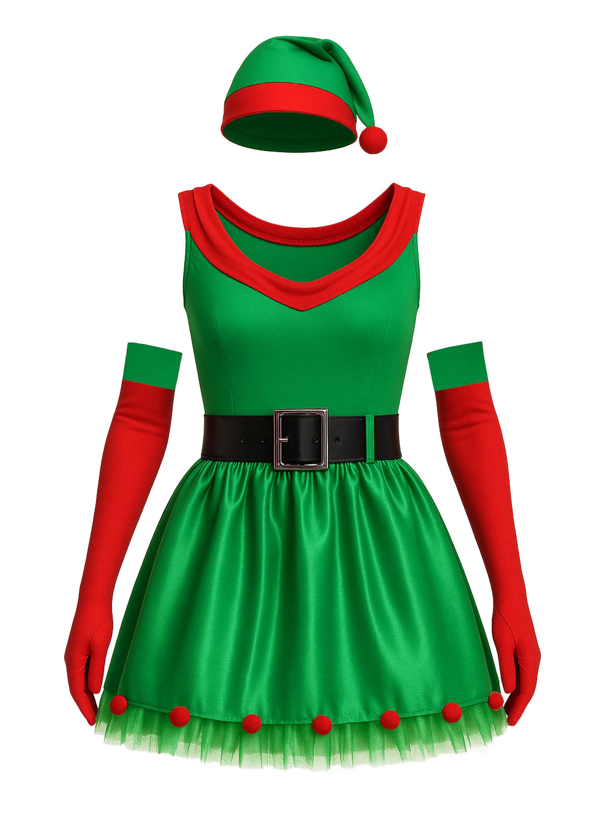 Grün 1980er Weihnachtsbaum Kleid Set - Image 2