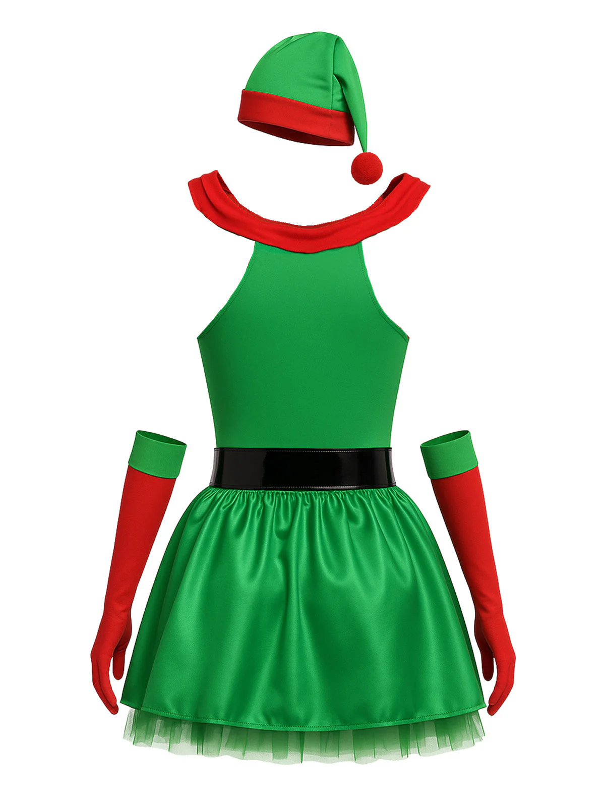 Grün 1980er Weihnachtsbaum Kleid Set - Image 3
