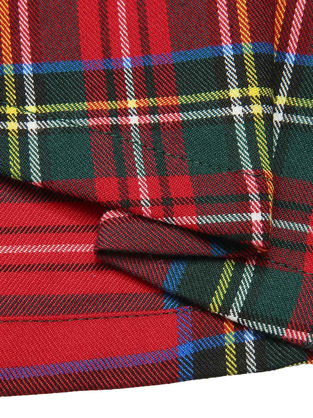 Grün & Rot 1950er Weihnachten Plaids Langärmeliges Kleid - Image 7