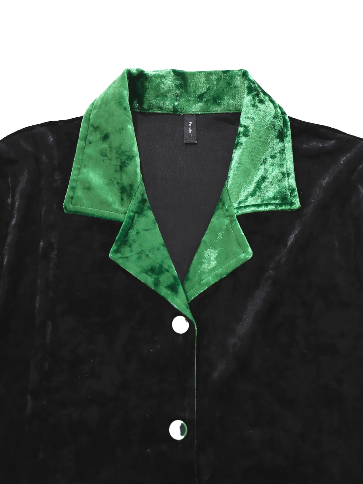 Grün & Schwarz 1960er Schimmer Samt Gekerbter Kragen Pyjama Set - Image 4