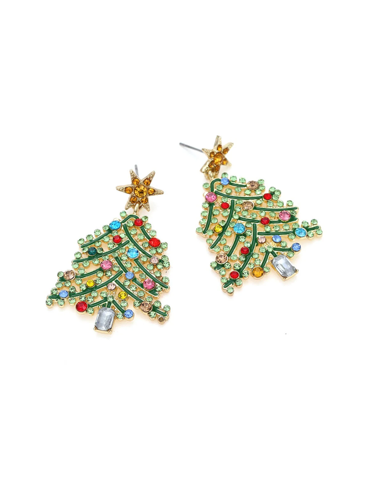 Grün Weihnachten Baum Strasssteine Ohrringe - Image 2