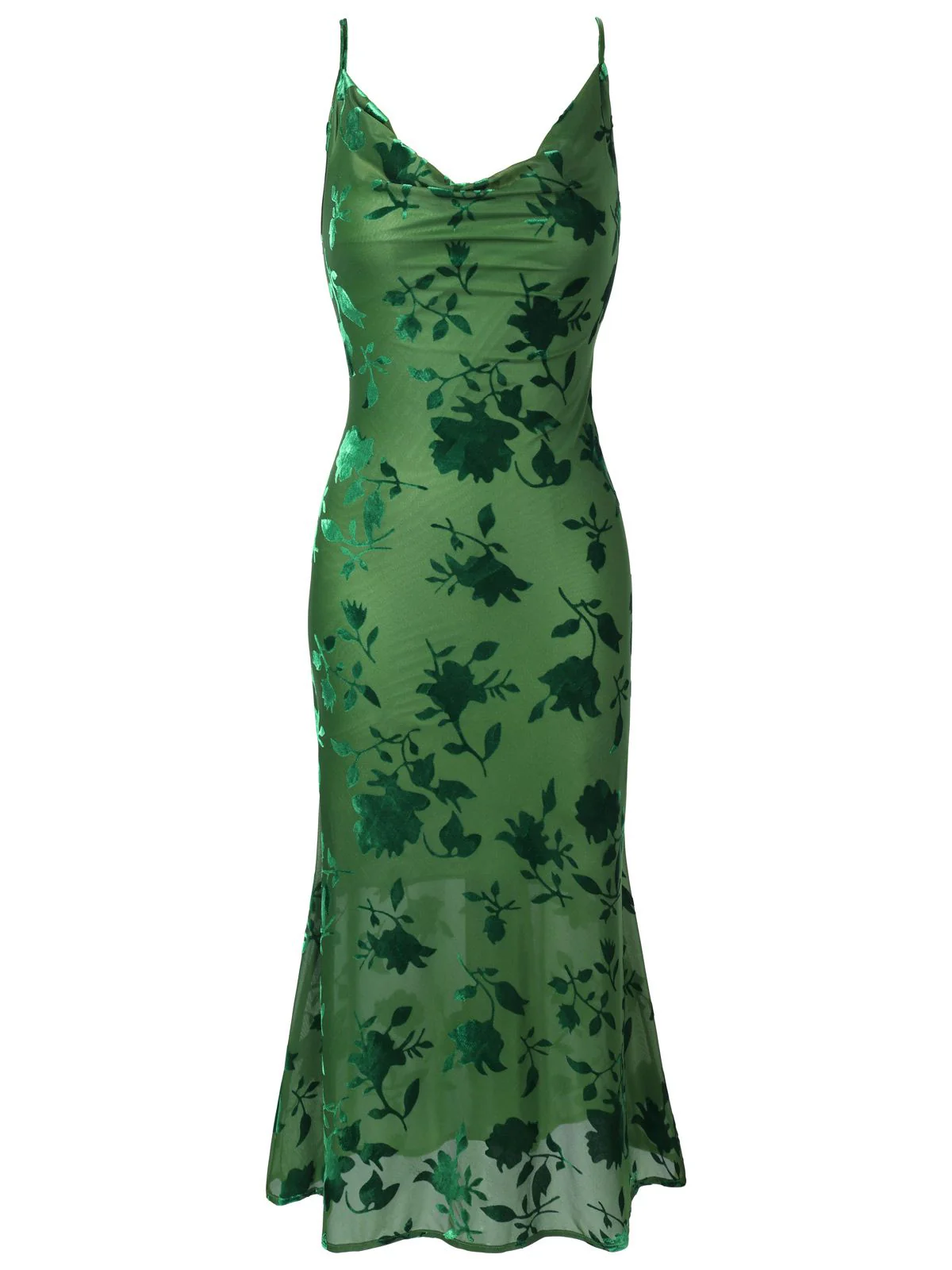 Grün 1930er Vintage Blumen Vintage Kleid - Image 4