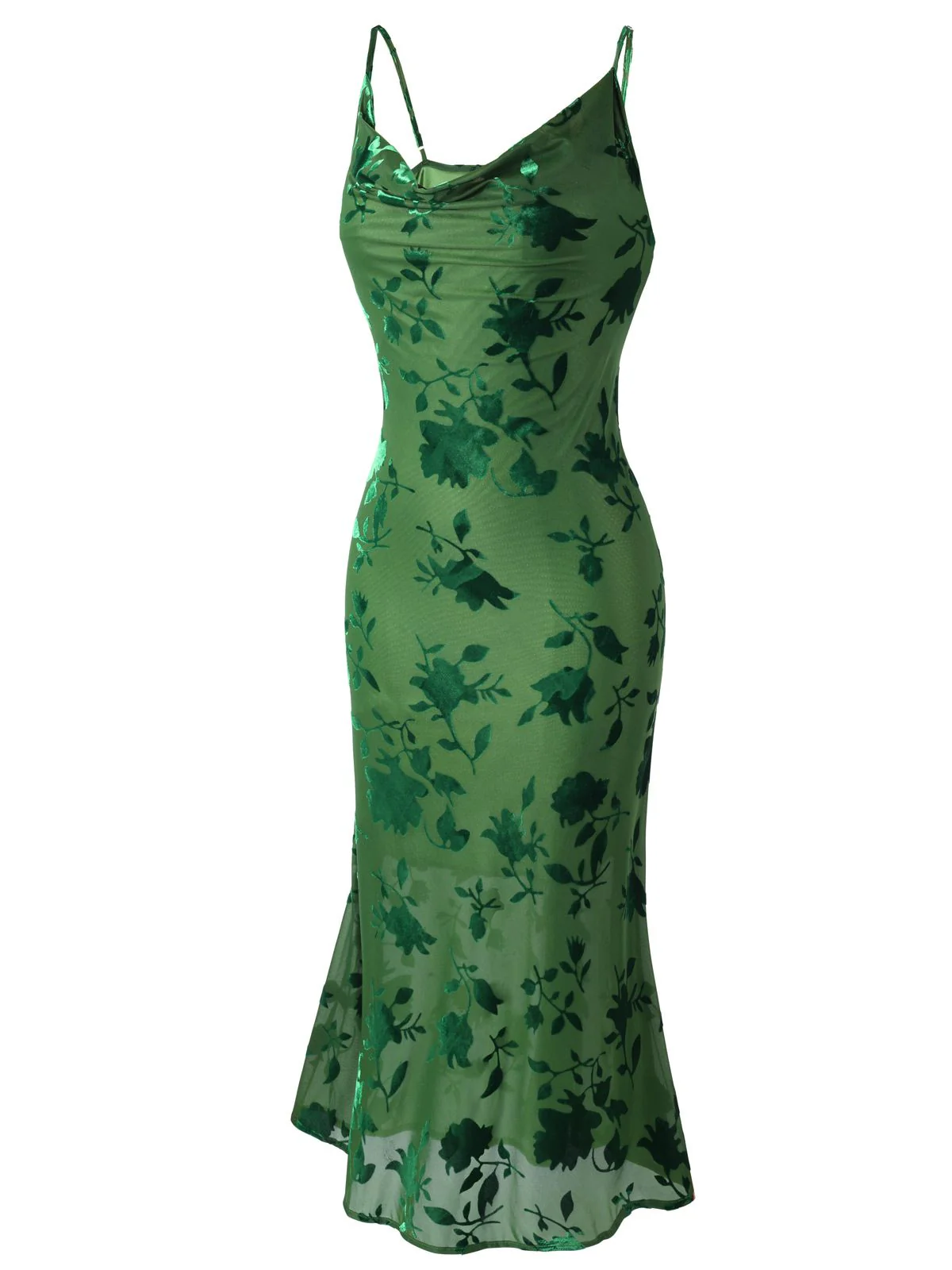 Grün 1930er Vintage Blumen Vintage Kleid - Image 5
