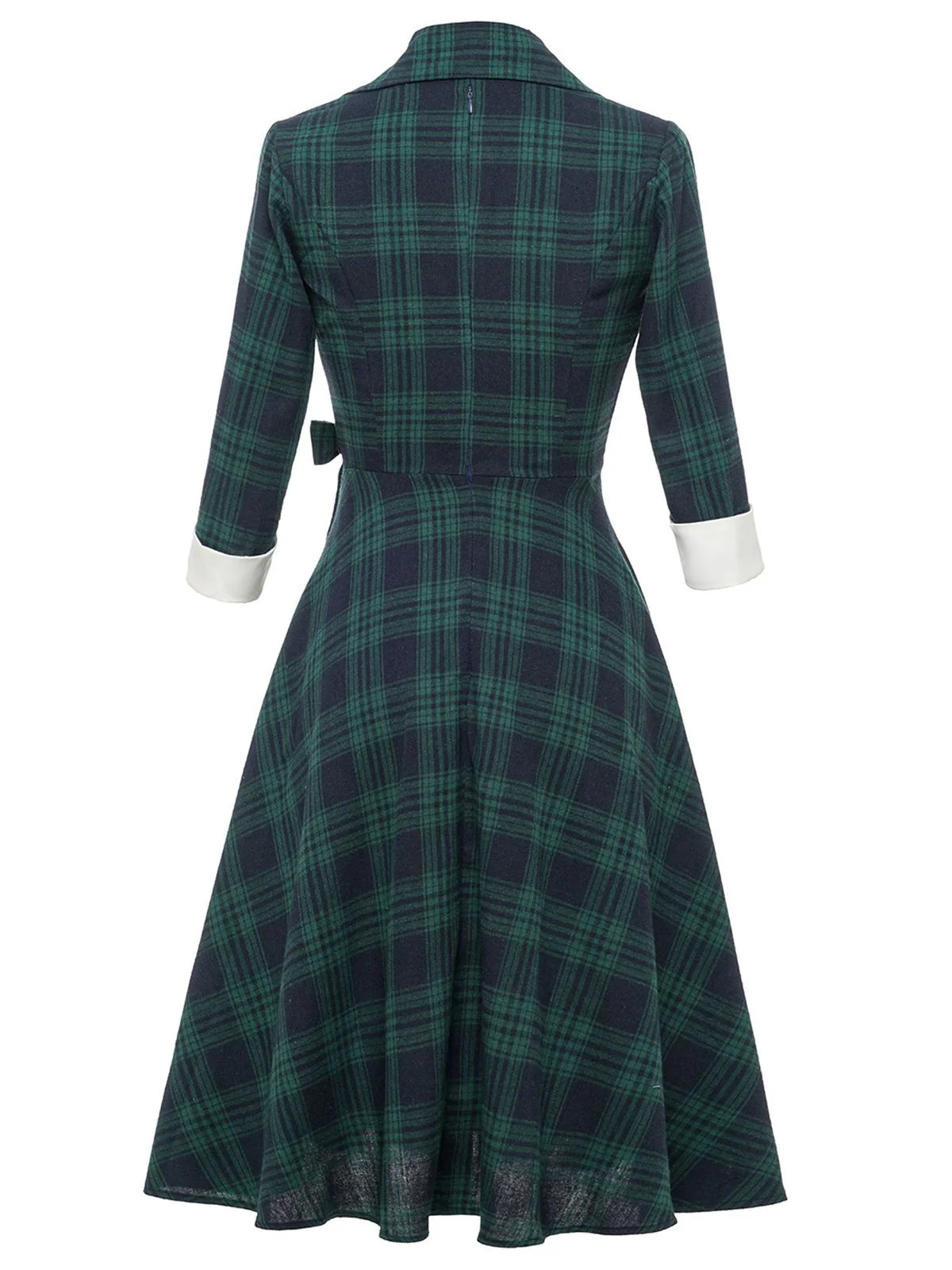 GRÜNES SCHWINGENDES KLEID MIT KAROMUSTER - Image 3