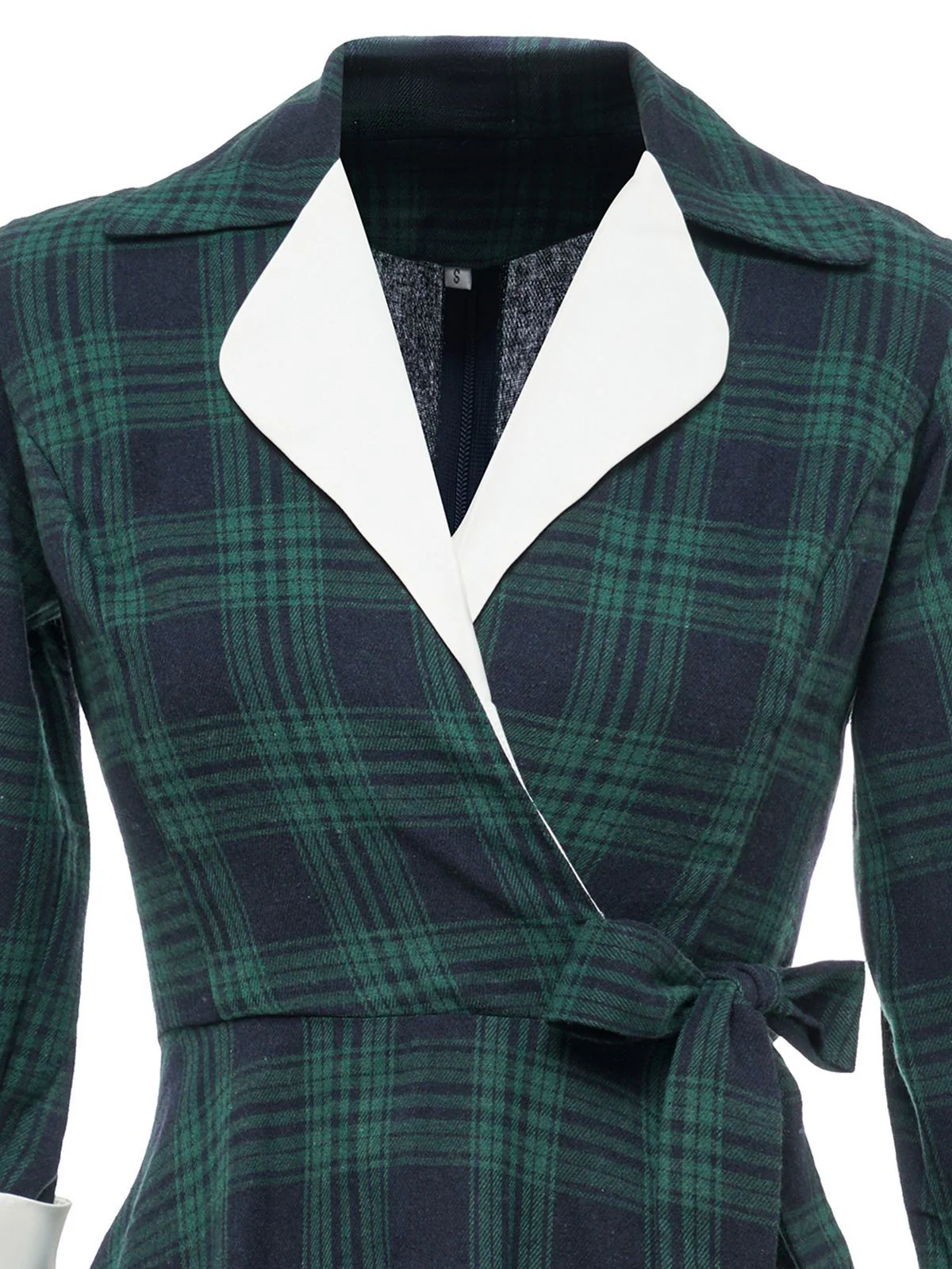 GRÜNES SCHWINGENDES KLEID MIT KAROMUSTER - Image 4
