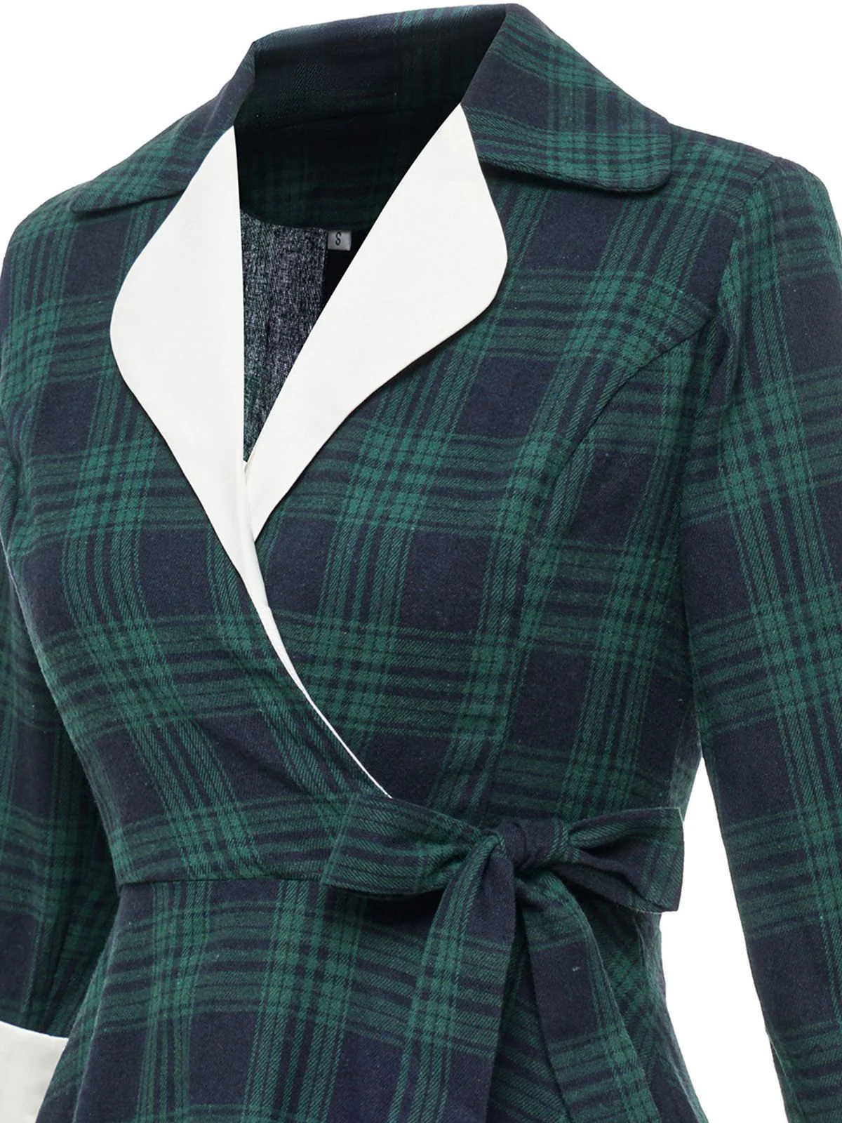 GRÜNES SCHWINGENDES KLEID MIT KAROMUSTER - Image 5