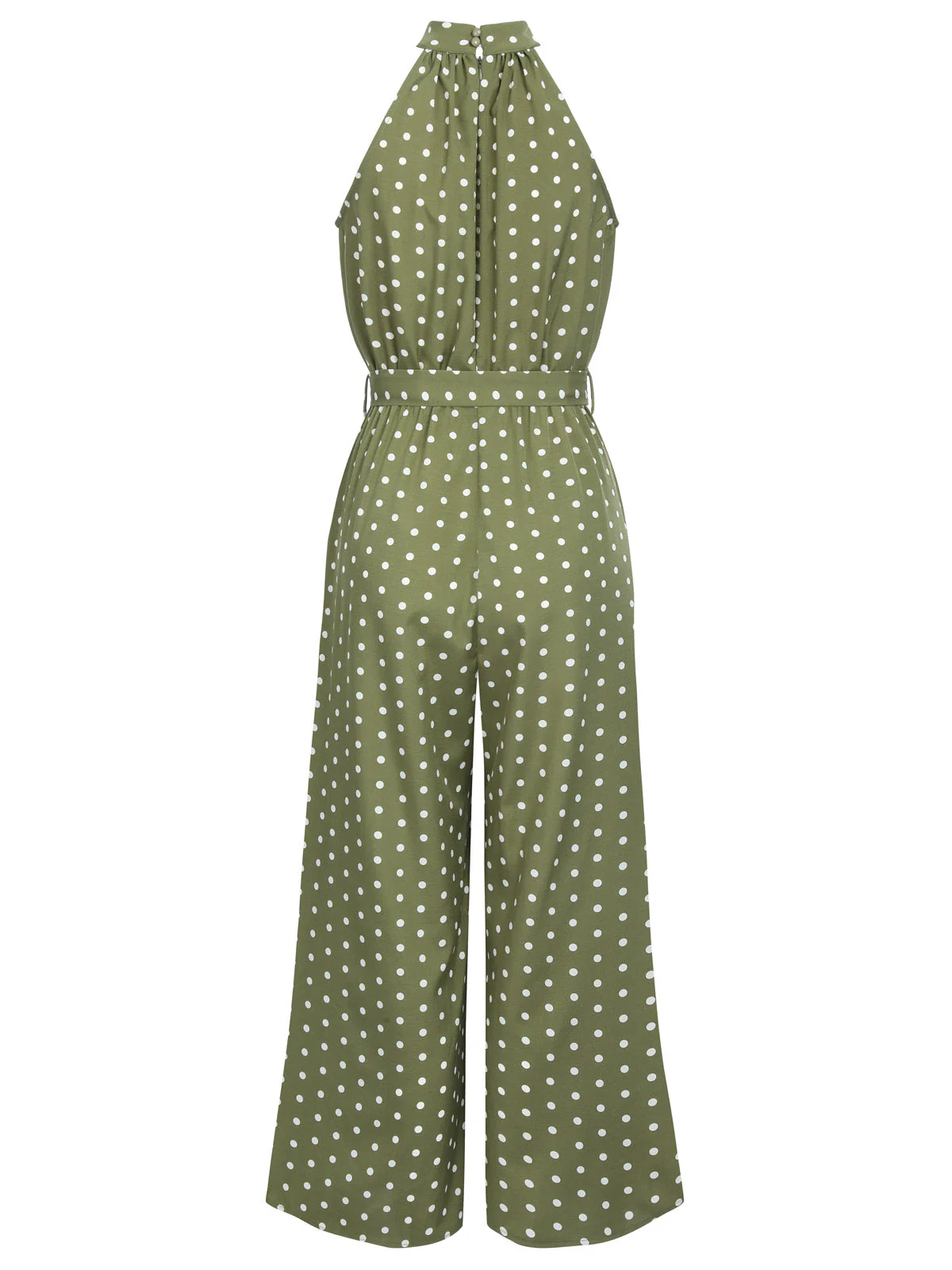 [Vorverkauf] Grün 1930er Polka Dot Gürtel Jumpsuit - Image 4