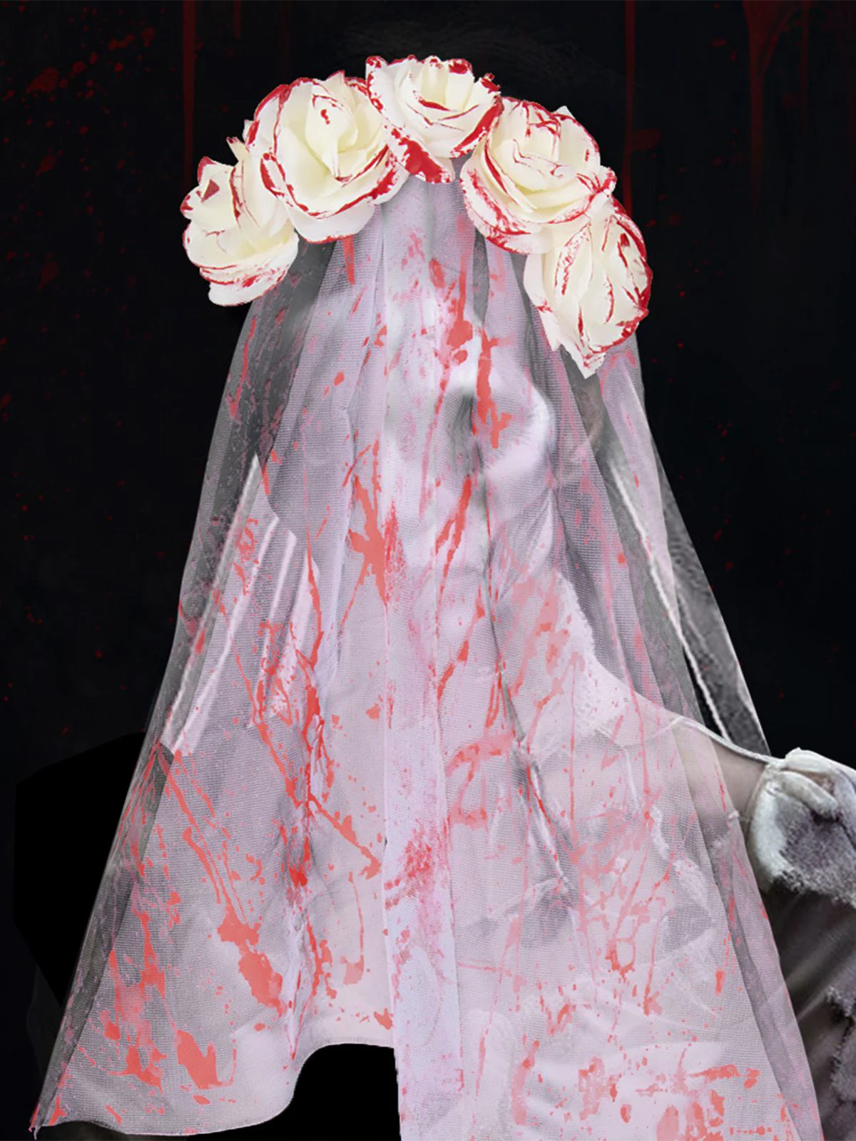 Halloween Blut Rose Geisterbraut Tüllschleier - Image 2
