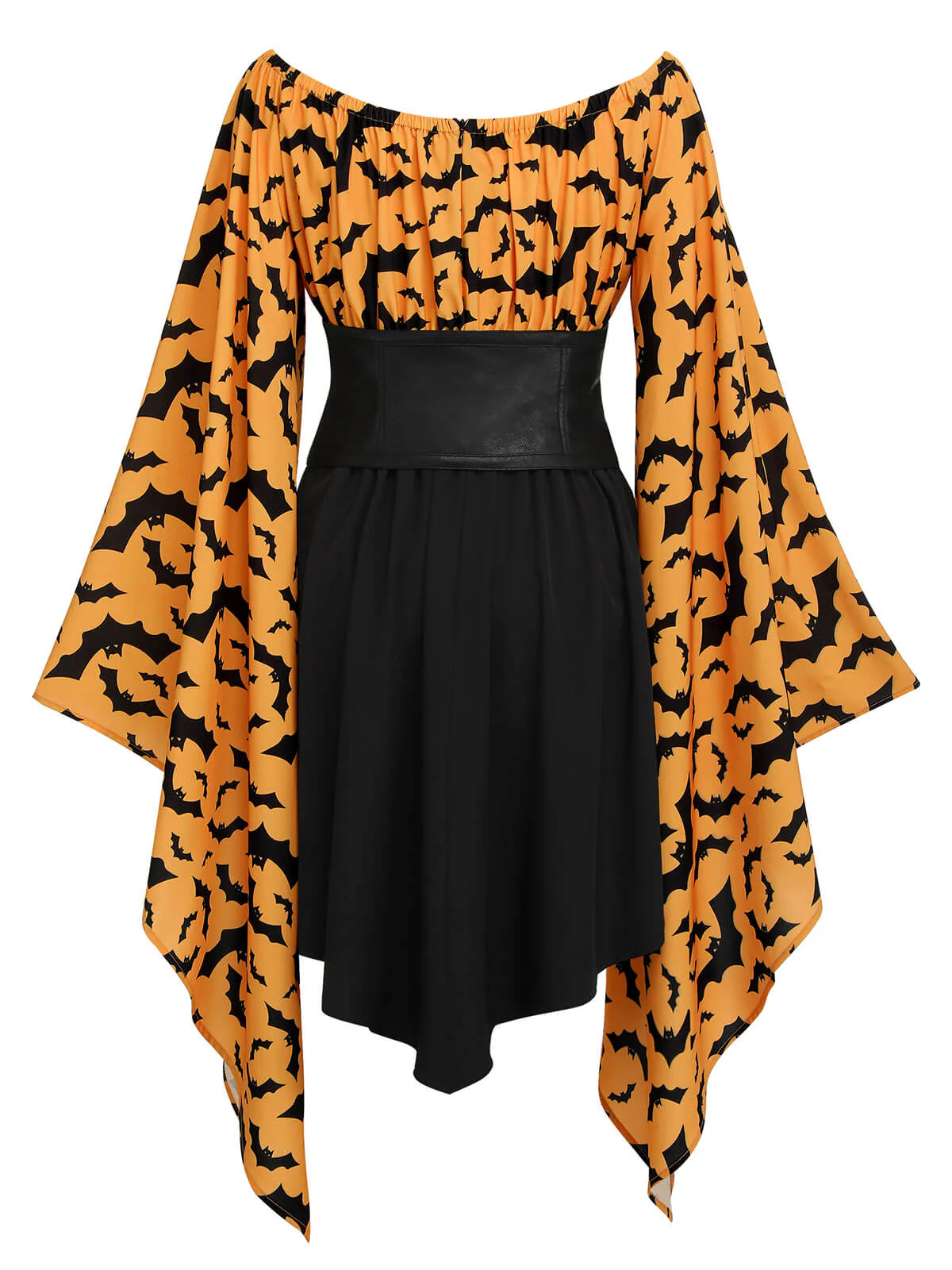 Schwarz 1950er Halloween Gothic Fledermaus Empire Taille Kleid - Image 2