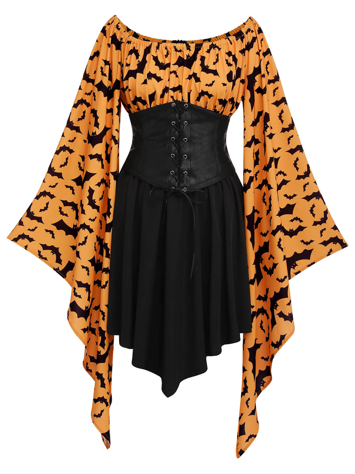 Schwarz 1950er Halloween Gothic Fledermaus Empire Taille Kleid - Image 3