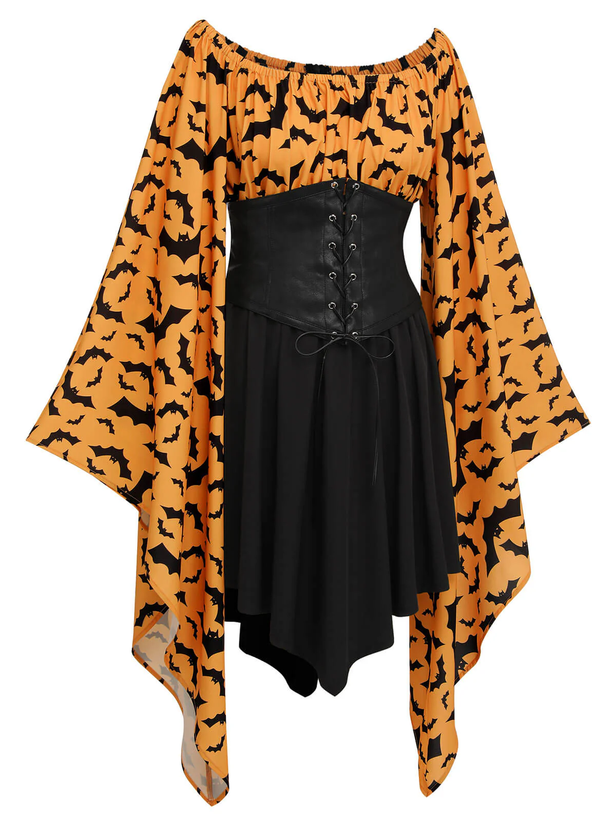 Schwarz 1950er Halloween Gothic Fledermaus Empire Taille Kleid - Image 4