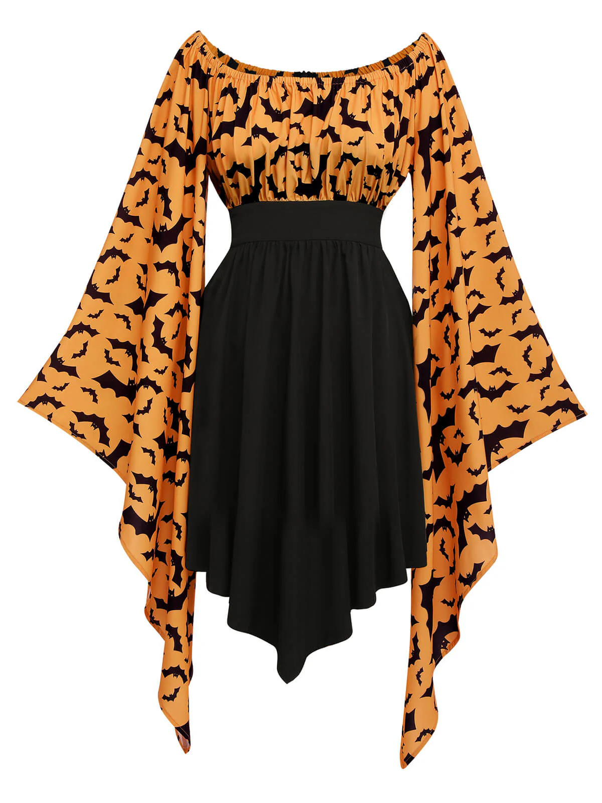 Schwarz 1950er Halloween Gothic Fledermaus Empire Taille Kleid - Image 5