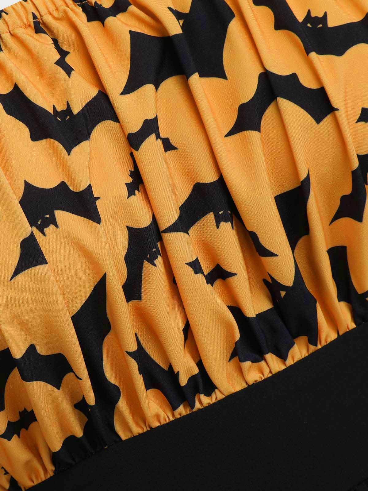 Schwarz 1950er Halloween Gothic Fledermaus Empire Taille Kleid - Image 7